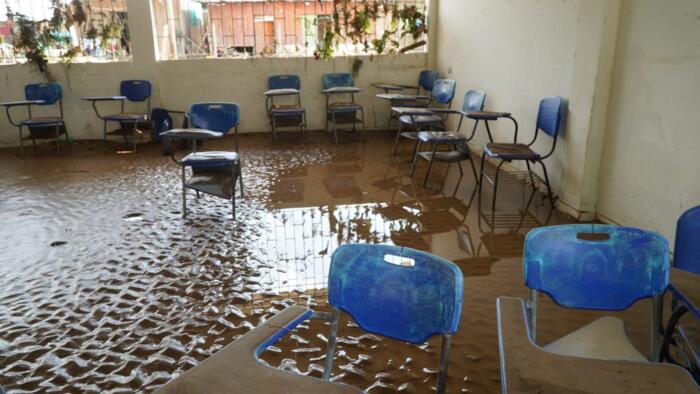 Viele Schulen sind mit Schlamm bedeckt.