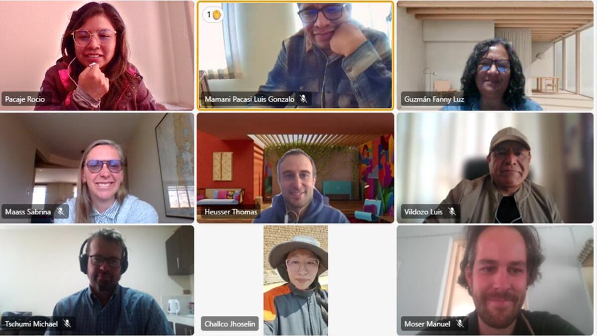 Interscambio sul sistema di monitoraggio della sicurezza alimentare con una parte dei cooperanti attualmente attivi in Bolivia.