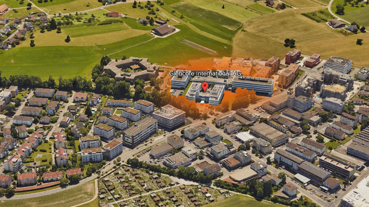 Sitz des Rohstoffkonzerns Glencore in Zug. Auch viele andere grosse Rohstoffhandelsunternehmen haben ihren Sitz in der Schweiz. Quelle: Google Earth